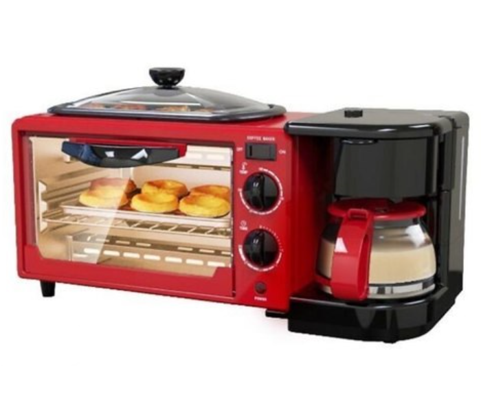 Olympia 3 in1 Multifunction 1050W Breakfast Maker- Red - Zoom Image