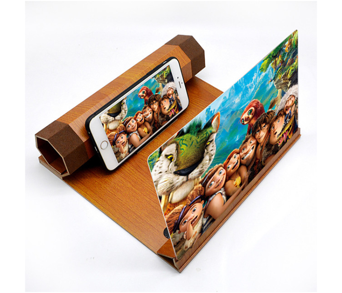 3D 12 inch Phone Screen Magnifier for Smartphones - Wood - Zoom Image