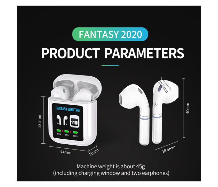 Fantasy S20 TWS Wireless Earbuds -  White - Zoom Image 10