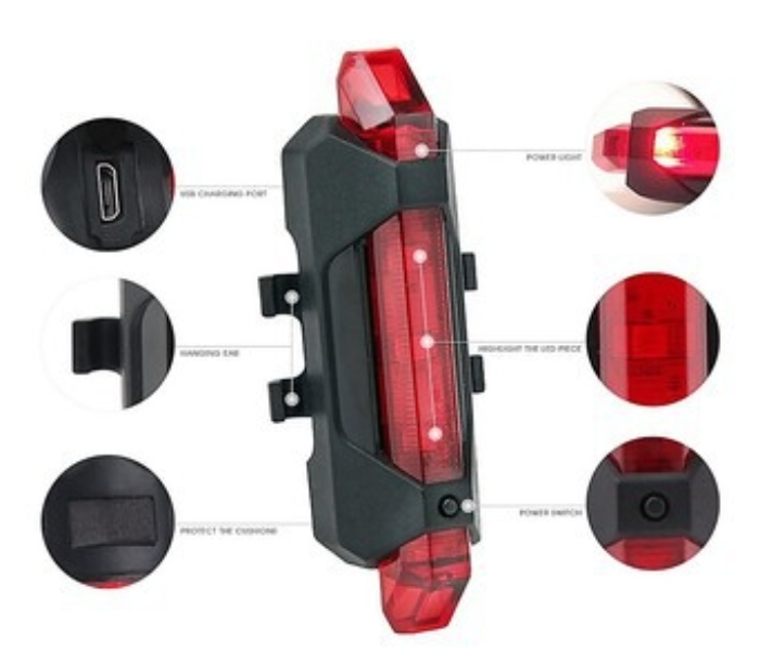 OEM Bicycle E-Scooter Waterproof Rear Tail Lights LED - Red - Zoom Image 2