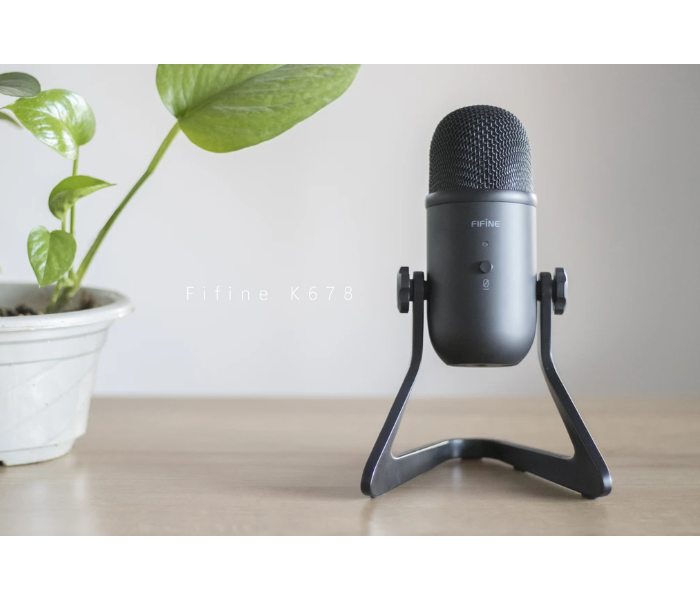 Fifine K678 Studio USB Microphone with Low Latency Monitoring - Black - Zoom Image 3