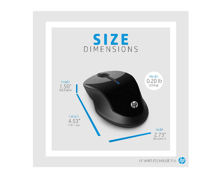 HP 3FV67AA 250 Wireless Mouse - Black - Zoom Image 5