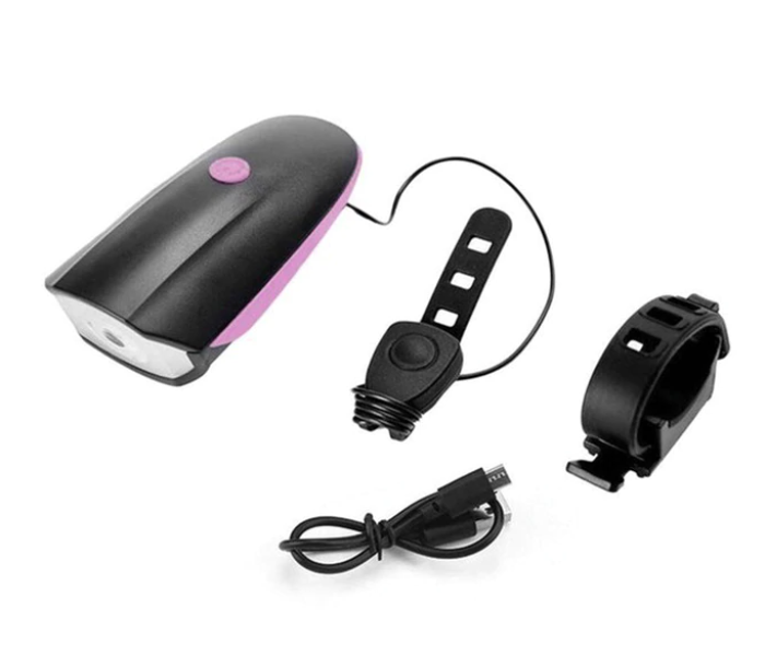 Rechargeable Cycling LED Front Light with Horn - Pink - Zoom Image