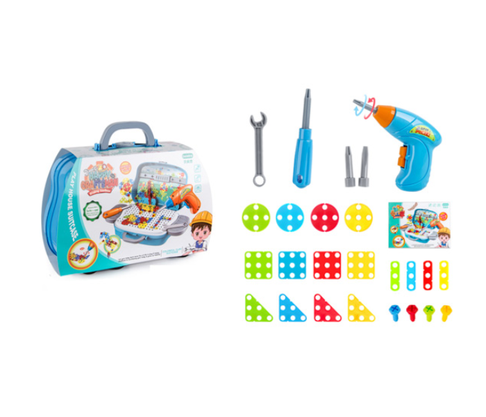 Brytostore BHT1986B 2D Play House Electric Drill Set for Kids - Blue - Zoom Image