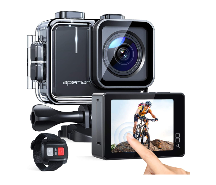 Apeman Trawo A100S Touch Screen 4K 50FPS Action Camera with Remote Control - Black  - Zoom Image 1