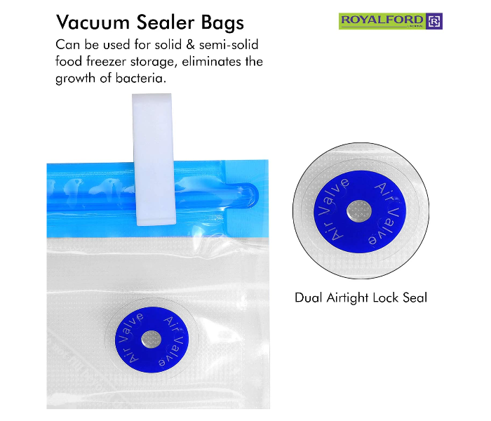 Royalford RF9373 20 Pieces Food Vacuum Bag - Clear & Blue - Zoom Image 4