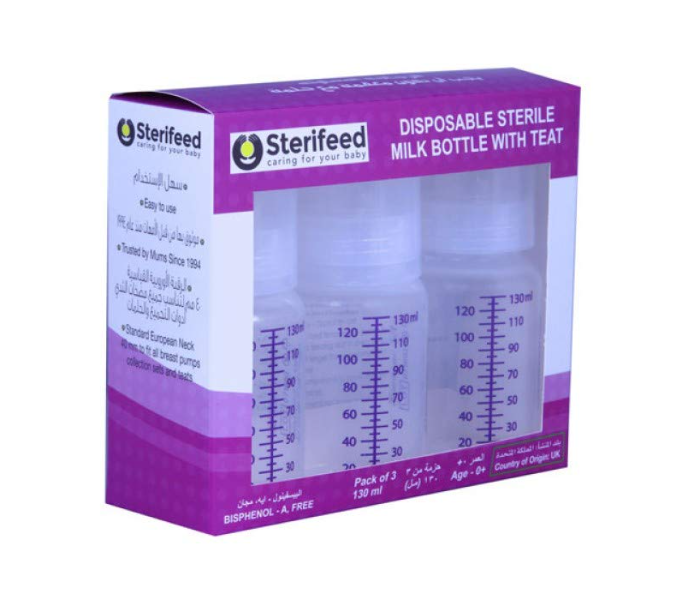 Sterifeed Pack of 3 250 ml Sterile Disposable Bottles with Standard Teats - Zoom Image