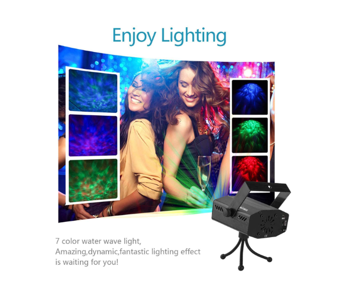 4 in 1 LED 7 Colors Sound Activated Laser Light with Remote Control - Black - Zoom Image 3