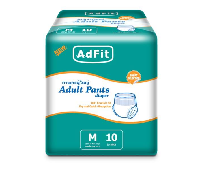 Adfit 10 pieces 19 x 19 x 16cm Adult Pants Diaper Medium - Zoom Image