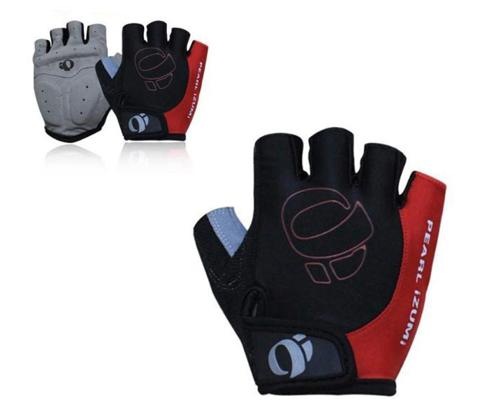 Half Finger Antiskid Gel Medium Gloves for Bike and Scooter - Red - Zoom Image