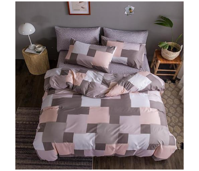 6 Pieces High Quality Cotton Double Size Bed Sheet with Quilt Cover and Pillow Case - Brown - Zoom Image 2