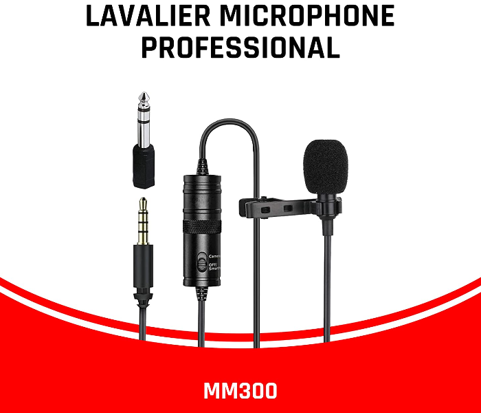 I Smart MM300 Lavalier High Quality Professional Condenser Microphone - Black - Zoom Image 2