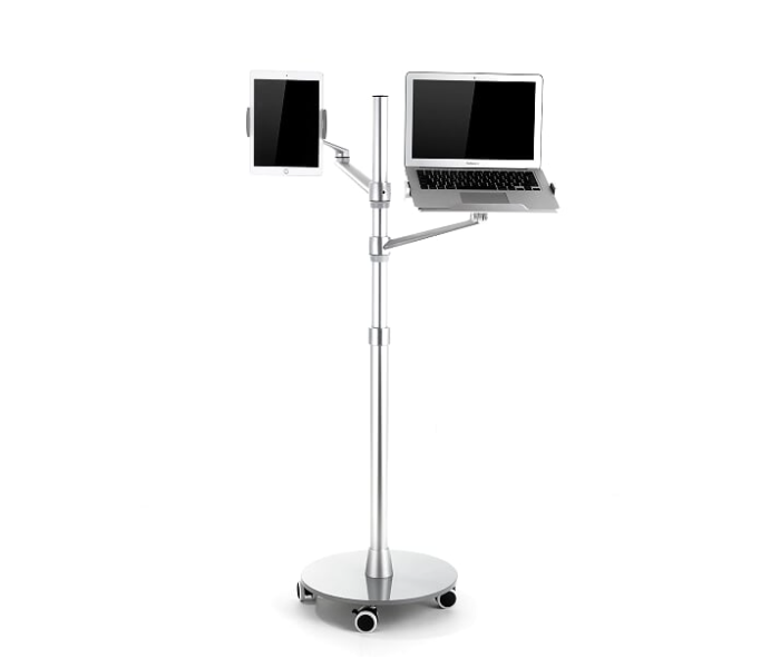 TMH 9LS Rolling Adjustable Laptop and Tablet Stand - Silver - Zoom Image