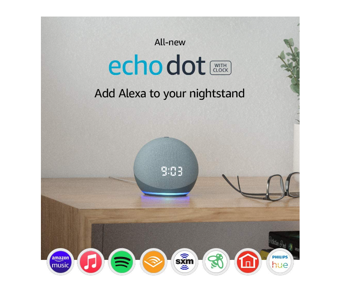 Echo Dot 4th Gen Smart speaker with LED Display Clock and Alexa - Twilight Blue - Zoom Image 2