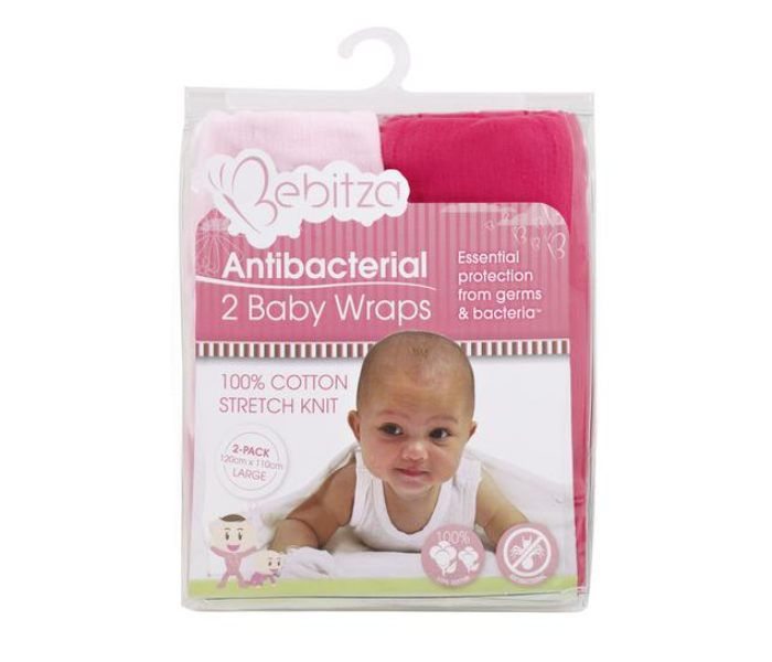 Bebitza Pack of 2 Antibacterial Baby Wraps - Pink - Zoom Image 1