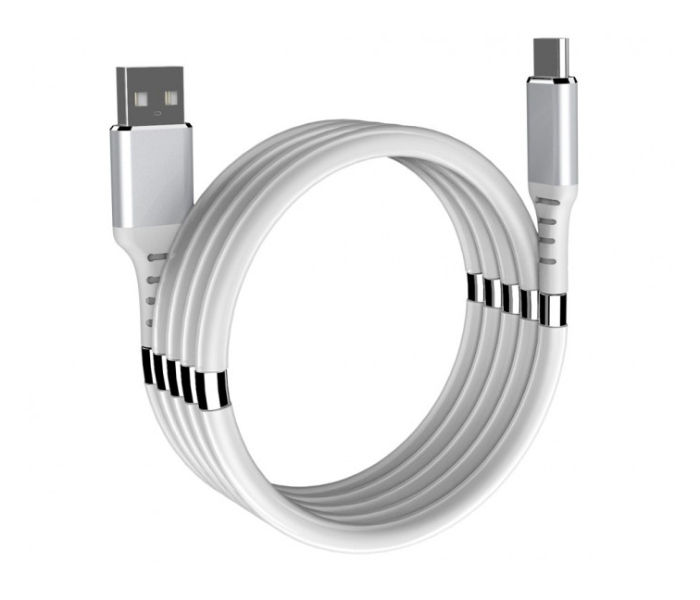 Xcell XLCBMAGC 1.5 Meter Magnetic Self-Wrapping Fast Charge-Sync Type C Cable - White - Zoom Image 1