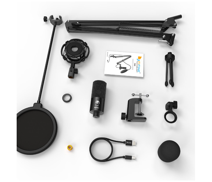 Fifine T669 Microphone Kit with Boom Arm and Pop Filter- Black - Zoom Image 2