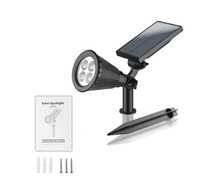 LED Outdoor Solar Power Garden Spotlight - Black - Zoom Image 2