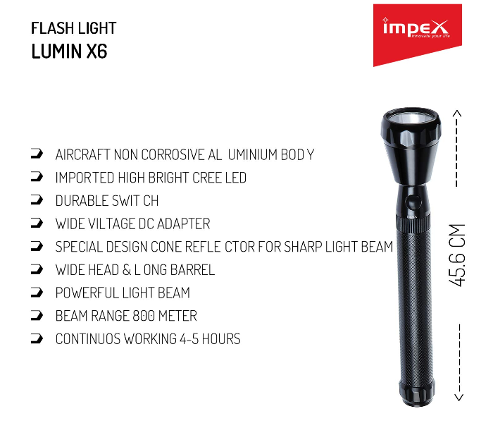 Impex Lumin X6 LED Flash Light - Black - Zoom Image 3