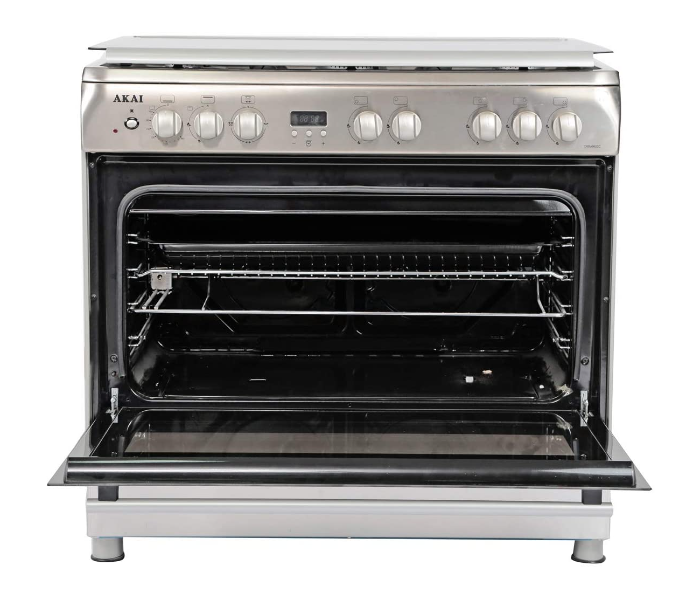 Akai 9060TBFS 90X60cm 5 Gas Burner Stainless Steel Cooking Range- Silver - Zoom Image 2