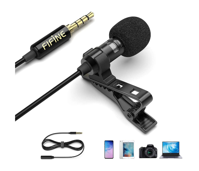 Fifine C1 Lavalier Lapel Headset Microphone with 3.5 mm Jack - Black - Zoom Image 1