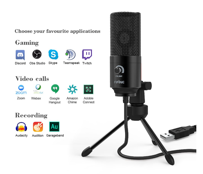 Fifine K669B USB Microphone with Volume Dial for Streaming - Black - Zoom Image 3