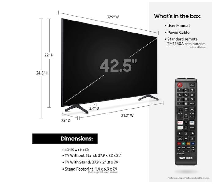 Samsung TU7000 75 inch Crystal UHD 4K Smart TV 2020 Model - Black - Zoom Image 5