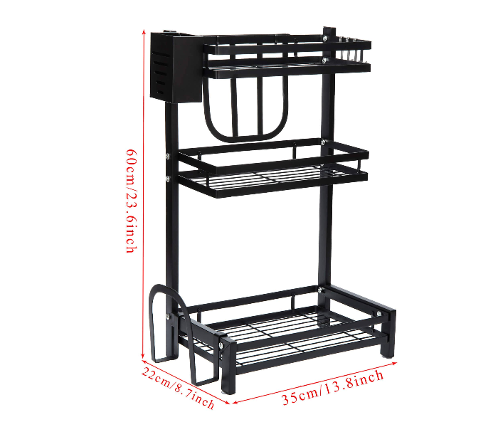 In-House 39408 3 Tier Spice Rack Rack Organizer Shelf - Black - Zoom Image 2