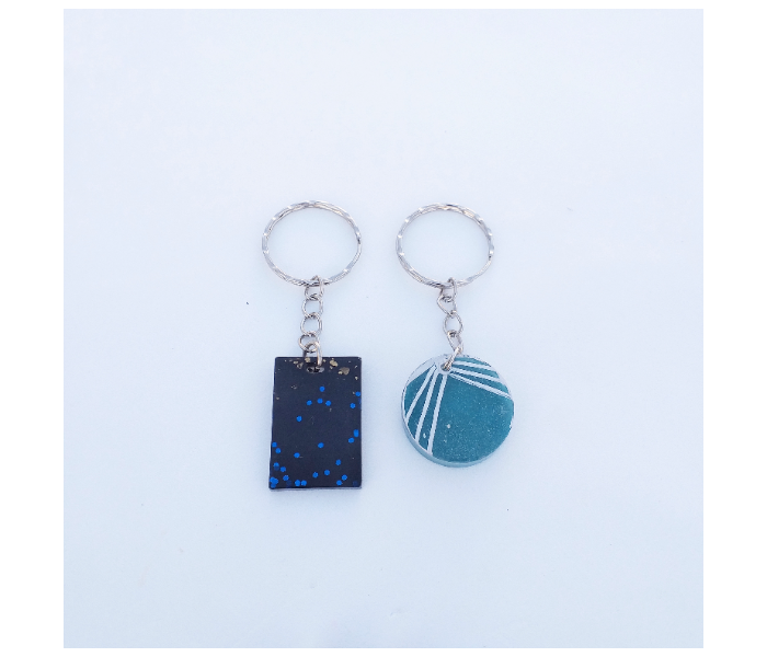 Fashionable 2 Pcs Medal Keychain - Blue - Zoom Image