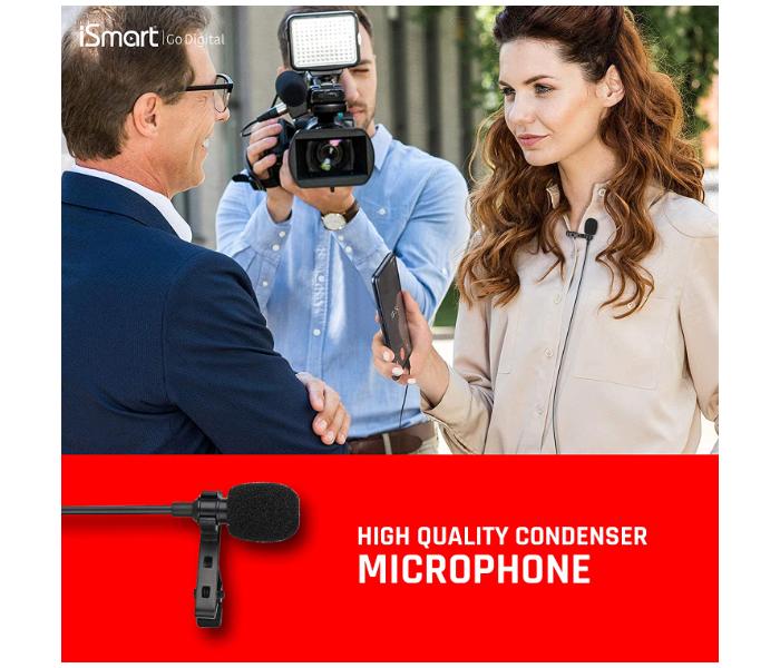 I Smart MM300 Lavalier High Quality Professional Condenser Microphone - Black - Zoom Image 3