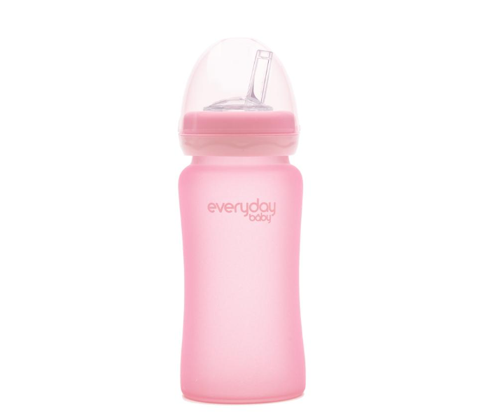 Everyday Baby 240ml Glass Straw Bottles- Pink Rose - Zoom Image 1