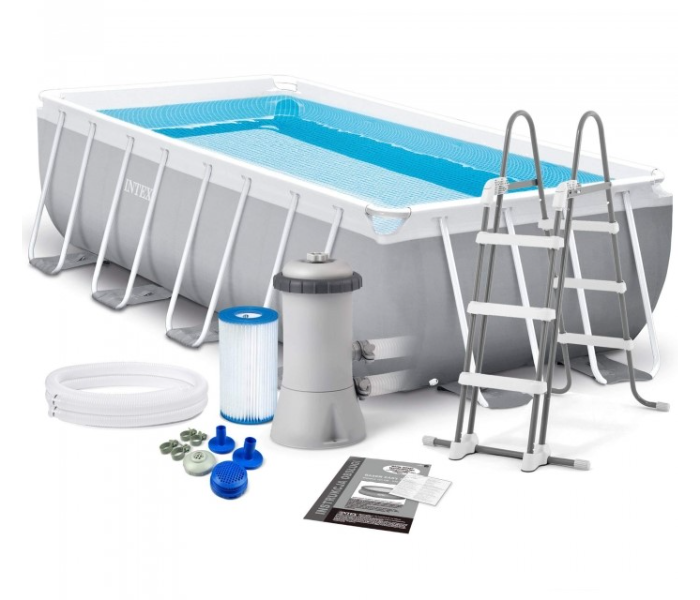 Intex 26788NP 6,836 Litres 4.00m x 2.00m x 1.00m Prism Frame Premium Pool with Filter,Cover and Ladder - Grey - Zoom Image 2