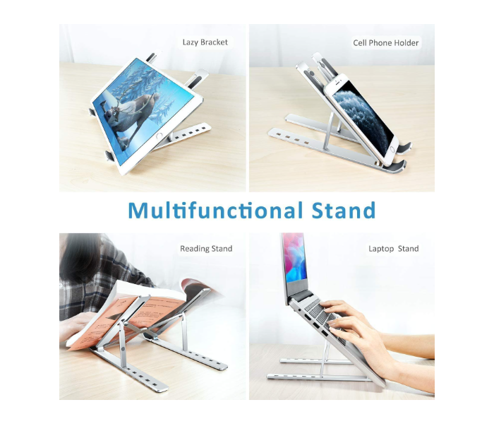 Portable Foldable Laptop Cooling Desk Holder Laptop Stand - Silver - Zoom Image 5