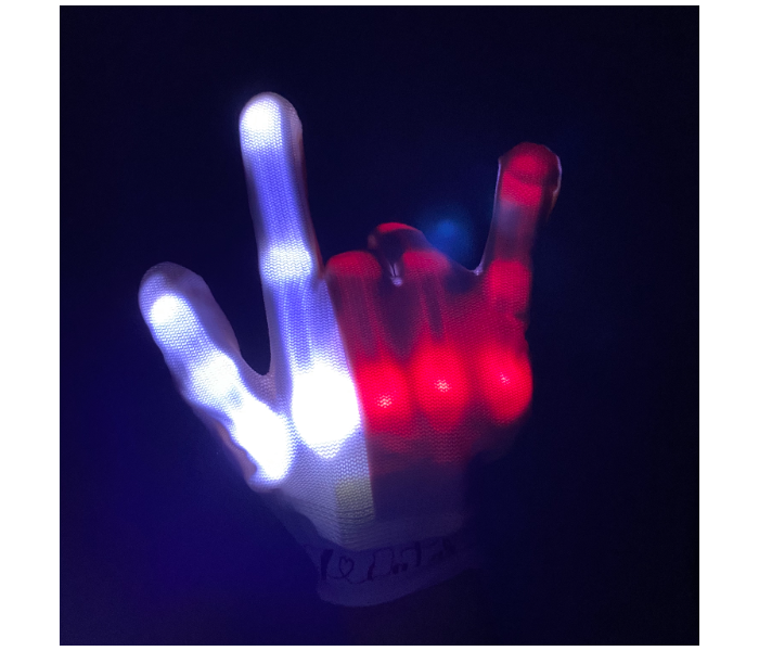 Glowing Medium Skeleton Led Gloves for Night Party National Day Celebration Qatar Flag 3 Light Modes for Kids One Pair  - Zoom Image 4