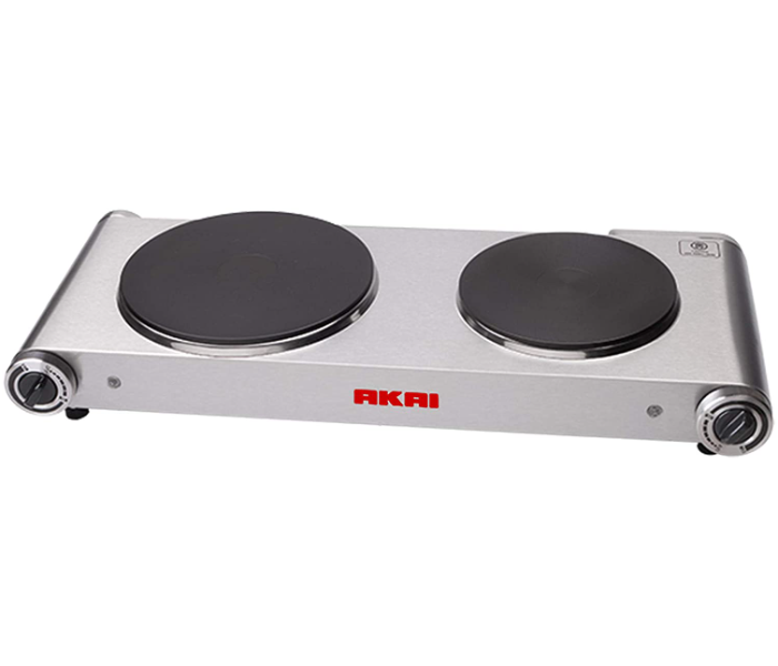 Akai AKHP2BSS 2 Burner Hot Plate Cooker- Silver - Zoom Image