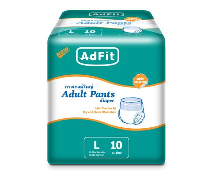 Adfit 10 pieces 18 x 19 x 16cm Adult Pants Diaper Large - Zoom Image