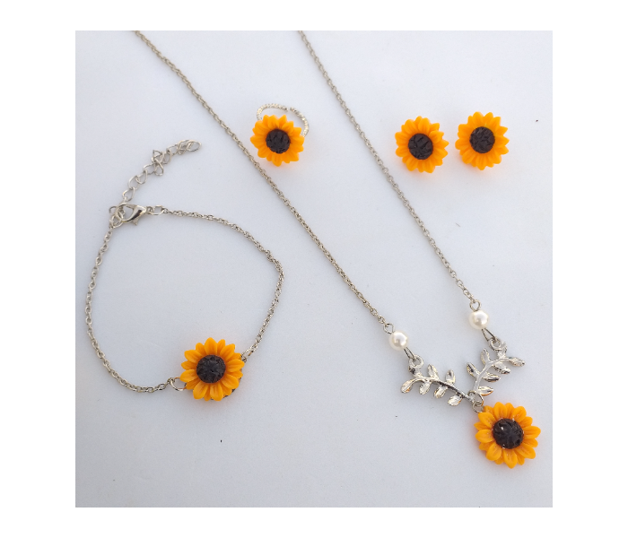 Fashion Necklace With Sunflower Pendant For Women 84 - Silver and Yellow - Zoom Image