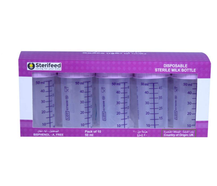 Sterifeed Pack of 10 50 ml Sterile Disposable Bottles with Standard Teats - Zoom Image