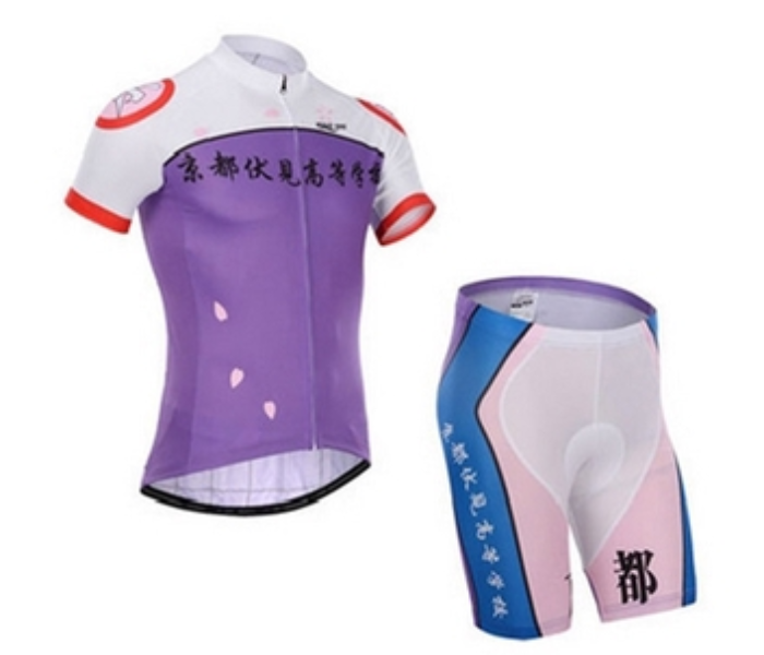 Cycling Small Jersey Bib Set Full Zip Coolmax Polyester 9D Pad Sohoku Design - Purple - Zoom Image 1