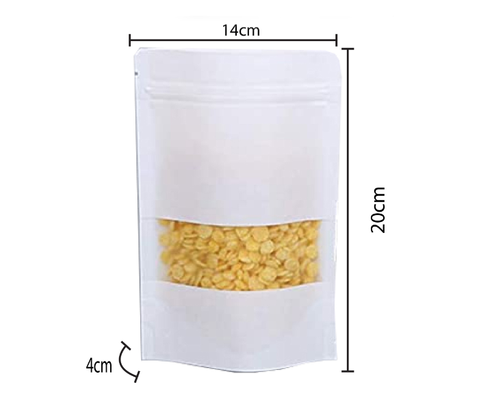 Rosymoment SBW-3062 12 Pieces Zip Lock Reusable Kraft Stand Up Food Pouches - White - Zoom Image 2