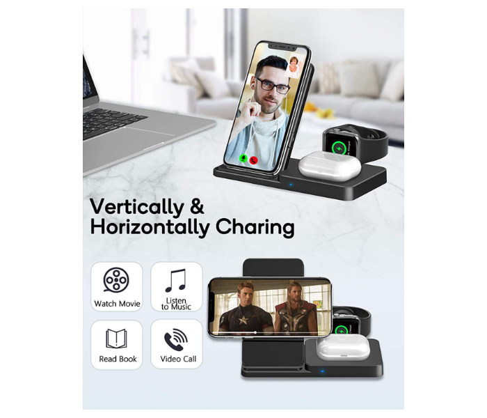 Ismart CW305 Multifunction Wireless Charging Dock Qi-Certified Fast Wireless Charging Station- Black - Zoom Image 3