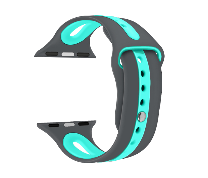 Promate HIPSTER-38SM 38mm Silicone Watch Strap for Apple Watch Series - Grey and Turquoise - Zoom Image 1