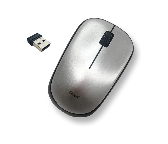 ISmart IWR5 2.4GHz Slim Quiet Wireless Mouse with USB Nano Receiver - Silver - Zoom Image 1