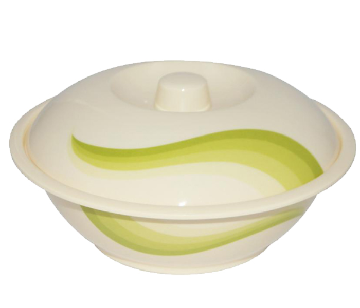 Royalford RF8090 9-inch Melamine Ware Super Rays Serving Bowl with Lid - Ivory & Pista Green - Zoom Image 4