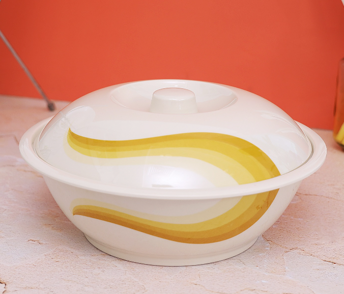 Royalford RF8052 9-inch Melamine Ware Super Rays Bowl with Lid - Ivory & Yellow - Zoom Image 1