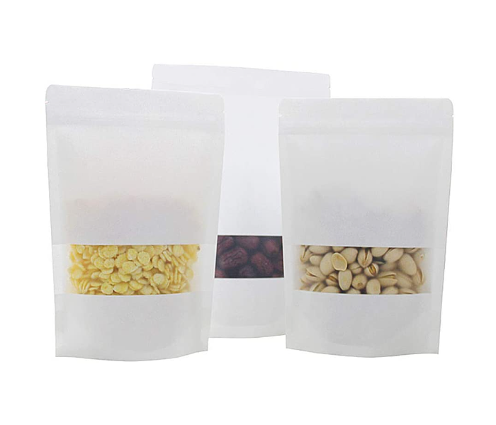 Rosymoment SBW-3063 12 Pieces Zip Lock Reusable Kraft Stand Up Food Pouches - White - Zoom Image 1