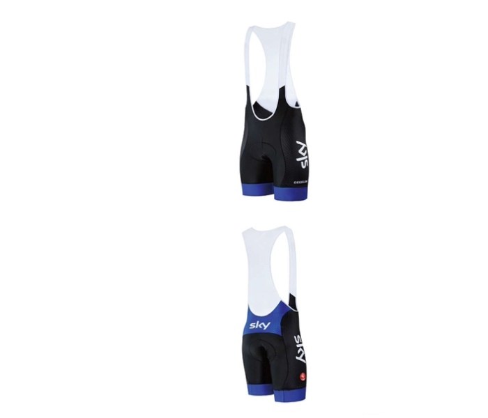 Mens XXL Cycling Jersey Bib Set Full Zip Coolmax Polyester 9D Pad Sky Racing Team Design - Blue and Black - Zoom Image 3