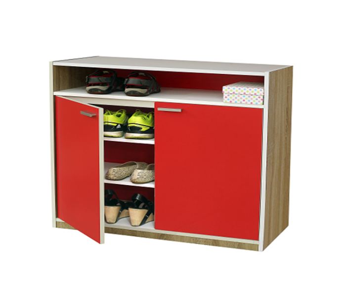 SR0006551 2 Doors Shoe Rack with 3 Compartment - Red and White - Zoom Image