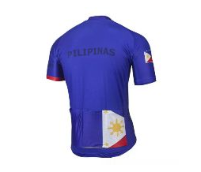 Full Zip Coolmax Polyester Cycling Jersey Philippine Flag Design Medium For Men - Blue - Zoom Image 2