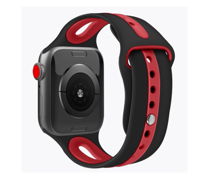 Promate HIPSTER-38SM 38mm Silicone Watch Strap for Apple Watch Series - Black and Red - Zoom Image 2